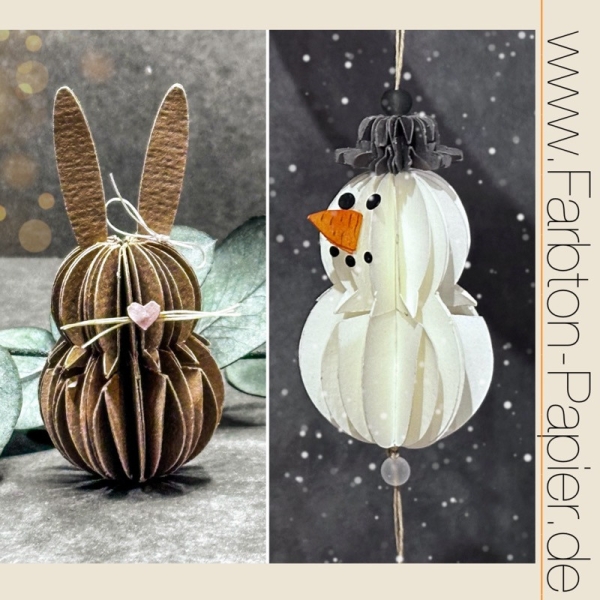 Schneemann / Hase, Stanze - Farbton Papier